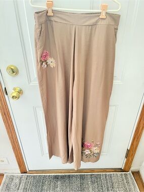 La Reyna Embroidered Wide Leg Pants | XXXL (Runs Small) | Boho Floral NWT